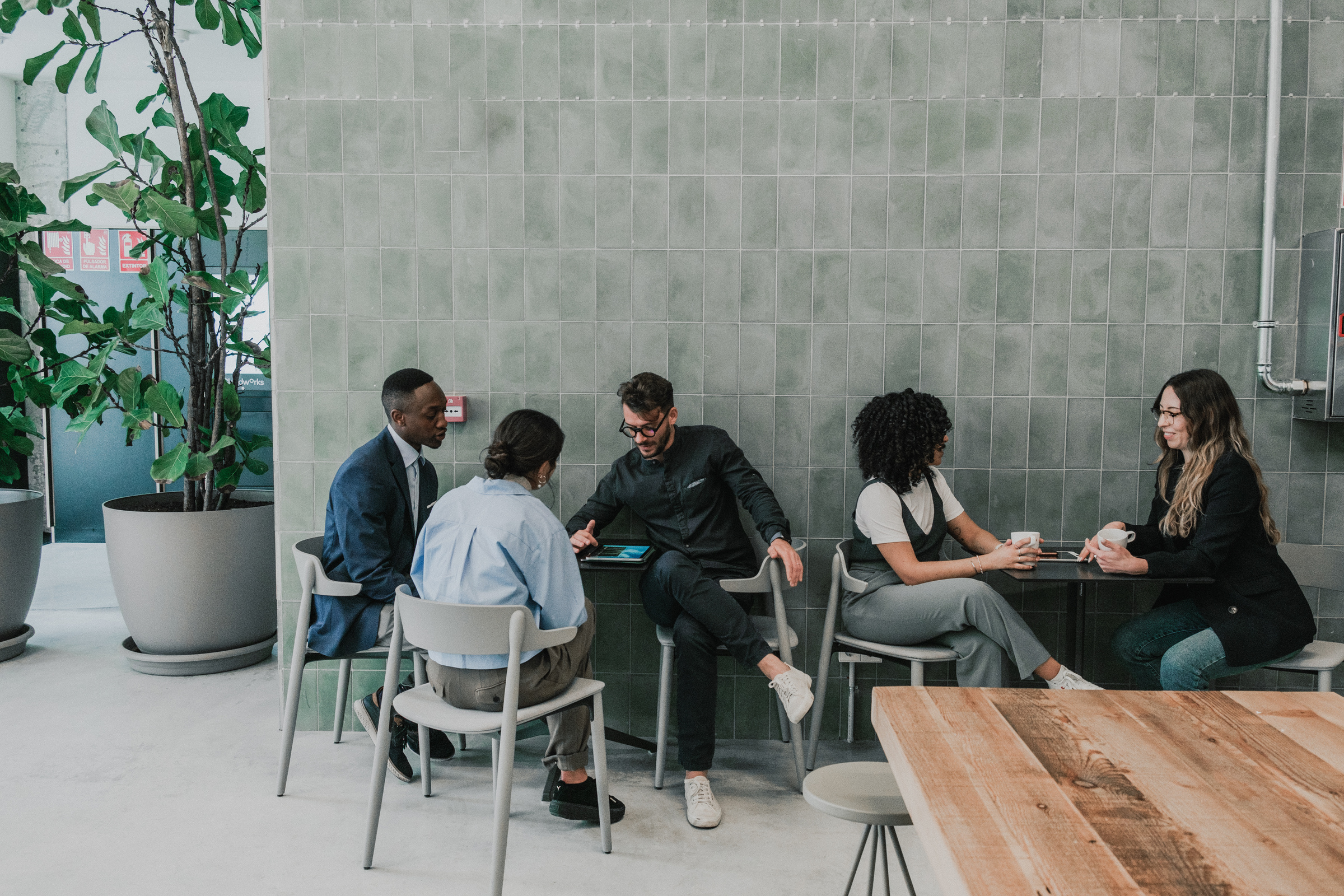 Cool Corporate Employees Having Office Lunch